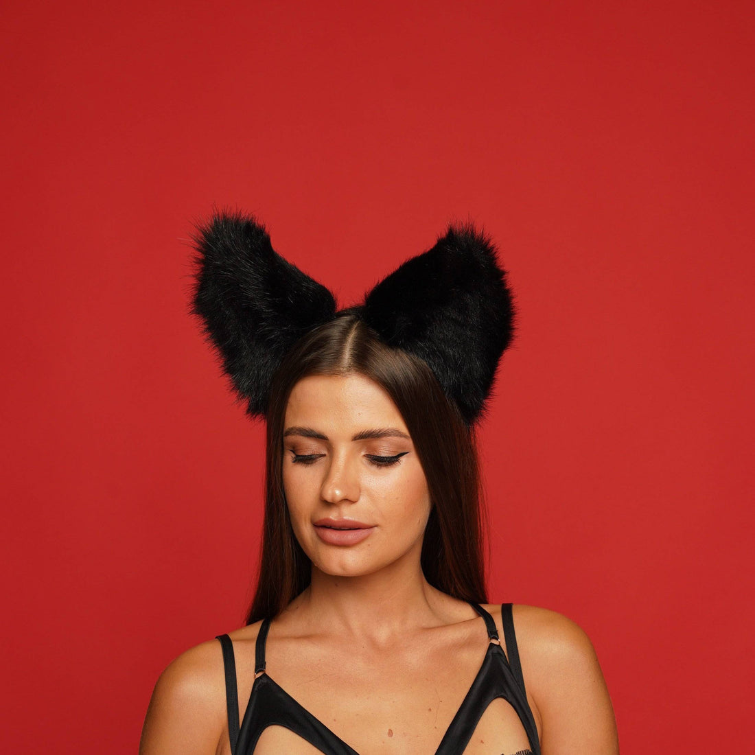 Fluffy cat ears black - OKOVA