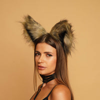 Fluffy cat ears brown with black tip - OKOVA