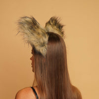 Fluffy cat ears brown with black tip - OKOVA