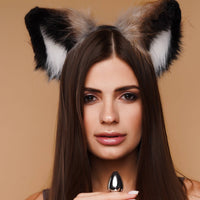 Fluffy fox ears orange with black white tip - OKOVA
