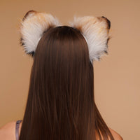 Fluffy fox ears orange with black white tip - OKOVA