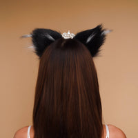 Cat ears black with white tip and white dot - OKOVA