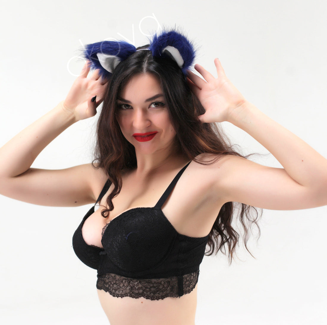 Cat ears blue with white tip - OKOVA