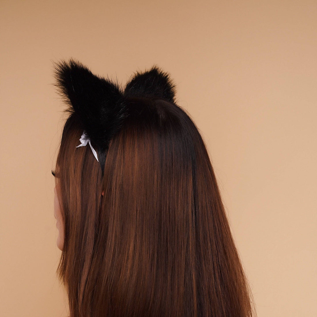 Kitten ears black with white ribbons - OKOVA