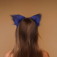 Kitten ears blue with white tip and blue ribbons - OKOVA