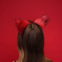 Kitten ears red with black tip and red ribbons - OKOVA