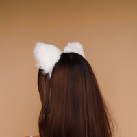 Kitten ears white with white tip and black ribbons - OKOVA