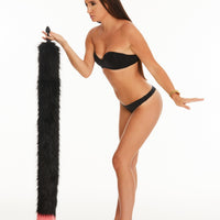 Tail butt plug black with bright pink tip  40"