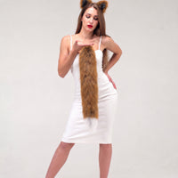White & Orange Fox tail for cosplay 27"
