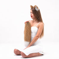 White & Orange Fox tail for cosplay 19"
