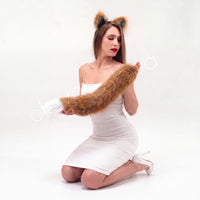White & Orange Fox tail for cosplay 27"