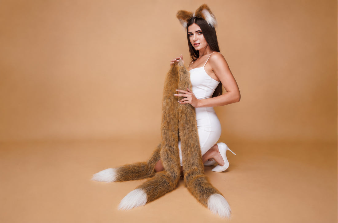 3 Tailed kitsune fox tail butt plug 40''