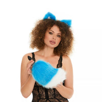 Bunny Tail Butt Plugs blue with white tip 10"