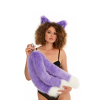 Kitsune Tail Butt Plugs lilac with white tip 25"