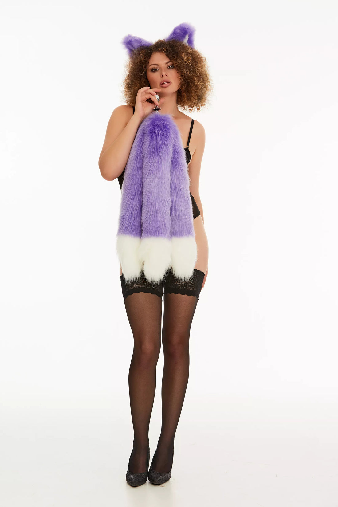 Kitsune Tail Butt Plugs lilac with white tip 25"