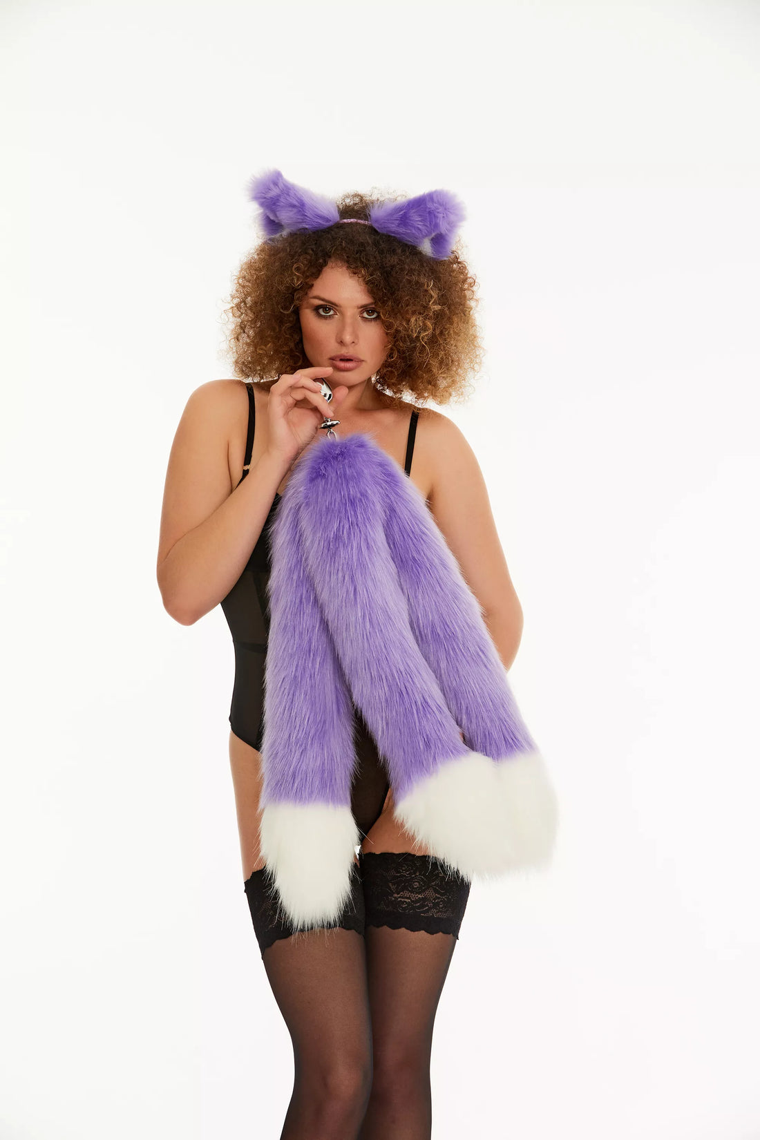 Kitsune Tail Butt Plugs lilac with white tip 25"