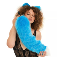 Fluffy Tail Butt Plugs blue with white tip 25"