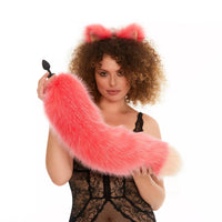 Fluffy Tail Butt Plugs pink with peach tip 25"