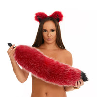 Fluffy Tail Butt Plugs red with black tip 25"