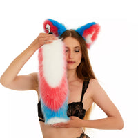 Multicolor Tail Butt Plugs white pink blue 19"