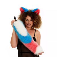 Multicolor Tail Butt Plugs white blue pink 25"