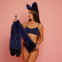 Kitsune tail blue with black tip 29" - OKOVA