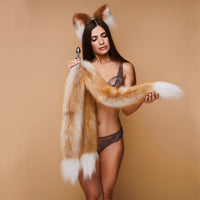 Kitsune tail orange with white tip 29" - OKOVA