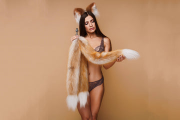 Kitsune tail orange with white tip 29" - OKOVA