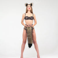 Wolf tail butt plug brown with black tip 29" - OKOVA