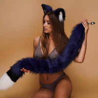 Tail butt plug multicolor blue black white 40" - OKOVA