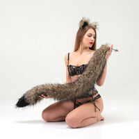 Wolf tail butt plug brown with black tip 40" - OKOVA