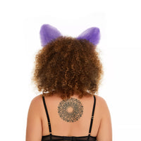 Fluffy kitsune ears purple with white tip