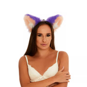 Fluffy kitsune ears purple with peach white tip