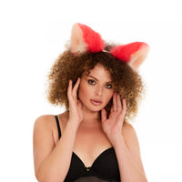 Fluffy kitsune ears bright pink with peach white tip