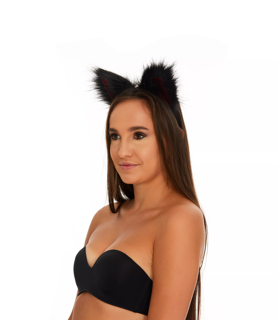 Cat ears black with deep red tip