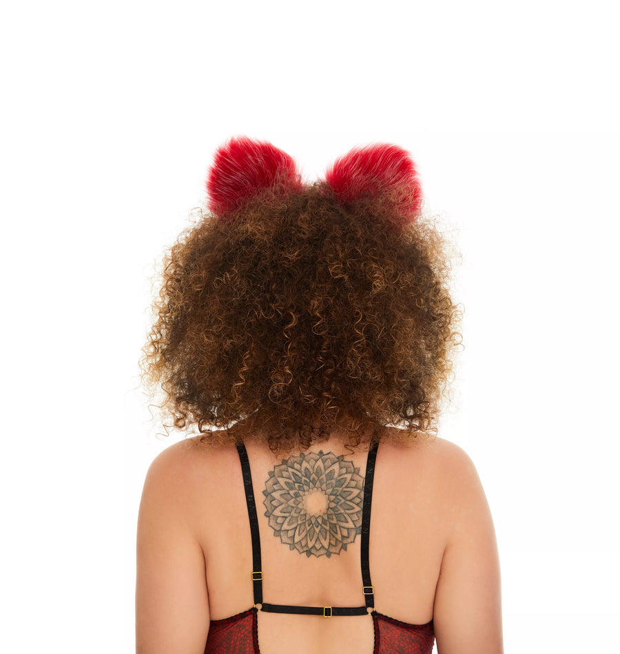 Cat ears deep red with black tip