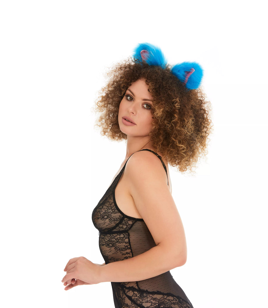 Cat ears bright blue with bright pink tip