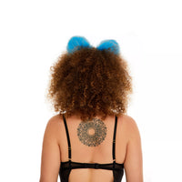 Cat ears bright blue with white tip and white ribbons