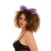 Cat ears purple with peach tip and peach ribbons