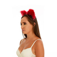 Cat ears deep red with black tip and black ribbons