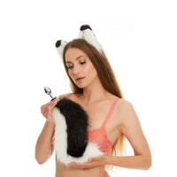 Dog Tail Butt Plugs black with white 12"