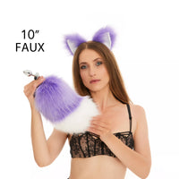 Bunny Tail Butt Plugs lilac with white tip 10"