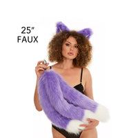 Kitsune Tail Butt Plugs lilac with white tip 25"