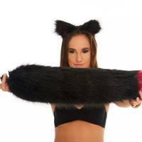 Fluffy Tail Butt Plugs black with red tip 25"