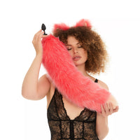 Fluffy Tail Butt Plugs pink with peach tip 25"