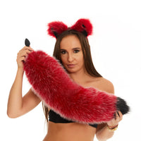 Fluffy Tail Butt Plugs red with black tip 25"