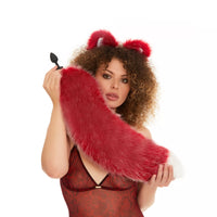 Fluffy Tail Butt Plugs red with white tip 25"
