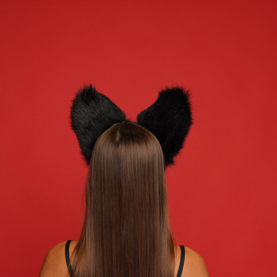 Fluffy cat ears black - OKOVA