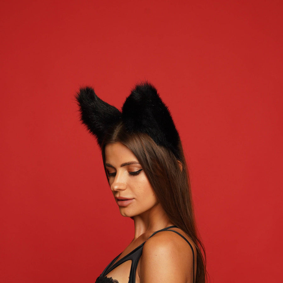 Fluffy cat ears black - OKOVA