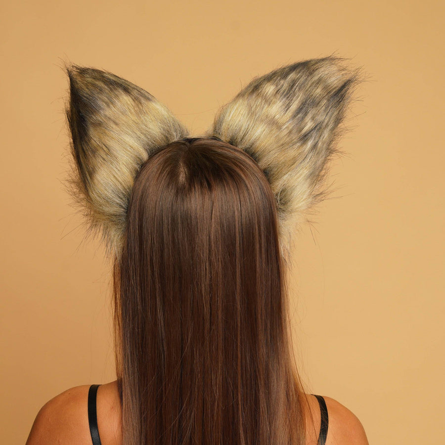 Fluffy cat ears brown with black tip - OKOVA